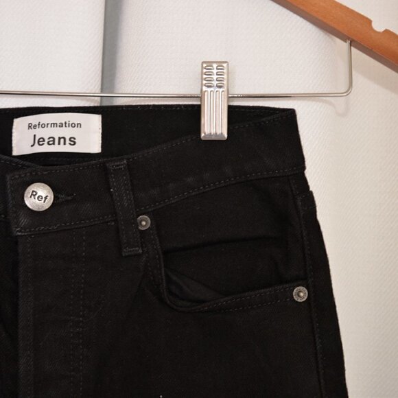 Reformation Serena High Rise Black Jeans Sz 24 - Picture 8 of 11